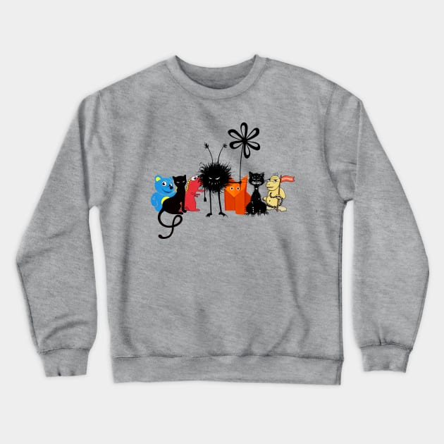 Fun Gang Of Cartoon Characters Crewneck Sweatshirt by Boriana Giormova